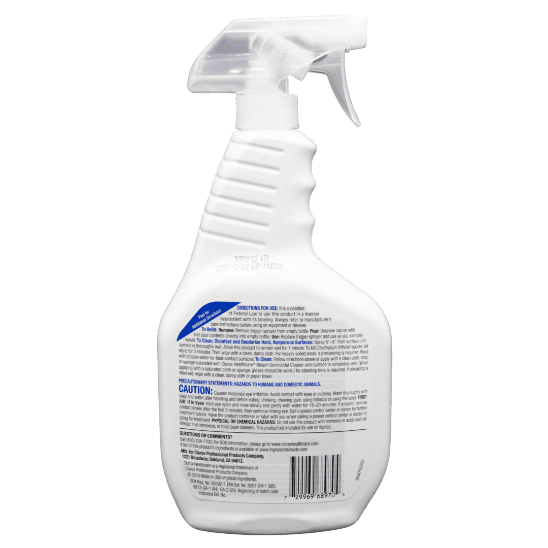 Clorox Healthcare spray bottle cleaner.