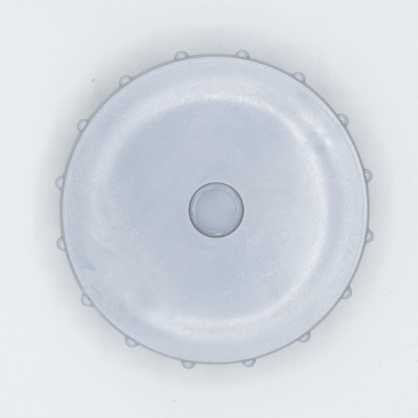 Gray plastic lid with a center hole.