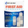 First aid bandages, variety pack, 50 assorted.