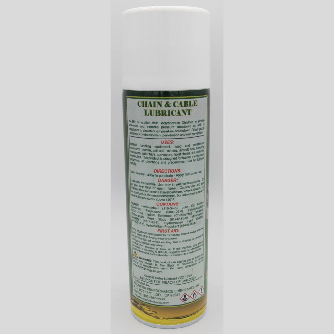 Chain & cable lubricant spray can.