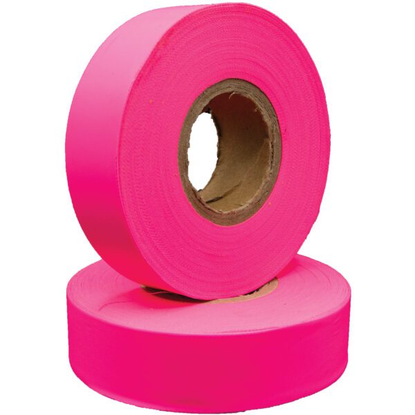 Two rolls of bright pink tape.