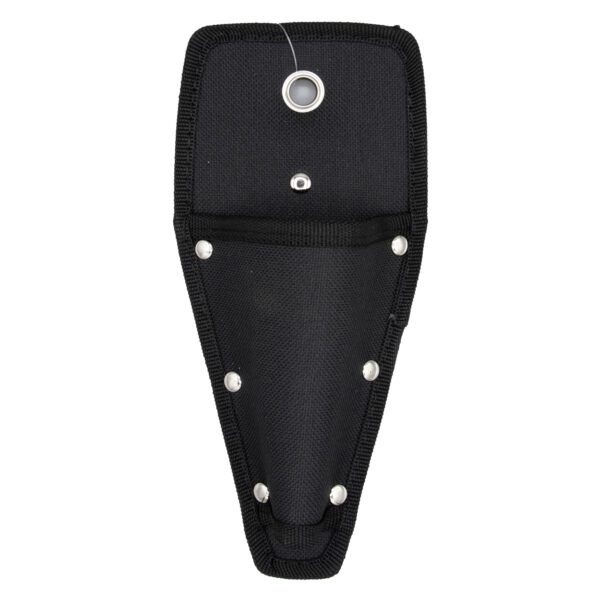 A black tool pouch with silver rivets.