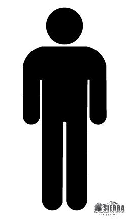 Black and white stick figure of a man.