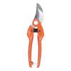 Orange pruning shears on a white background.