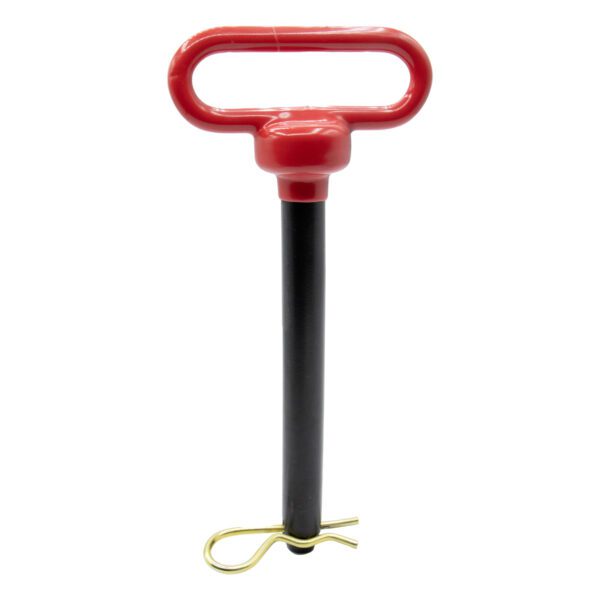 Red and black trailer hitch pin.