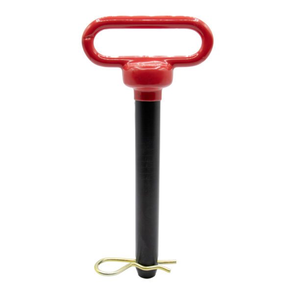 Red handled hitch pin with clip.