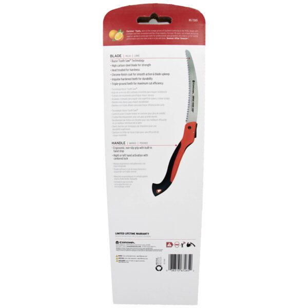 A knife in a package with a red handle.