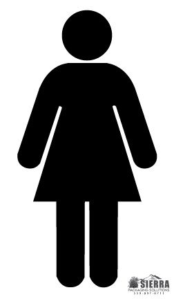 Black and white female restroom symbol.