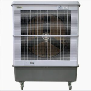 Large industrial evaporative cooler on wheels.