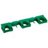 Green plastic tool holder with hooks.