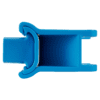 Blue plastic connector for pipes.