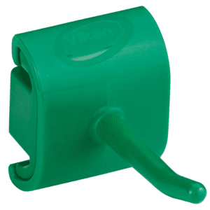 Green plastic hook with Vikan logo.