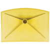 Yellow plastic squeegee with handle.