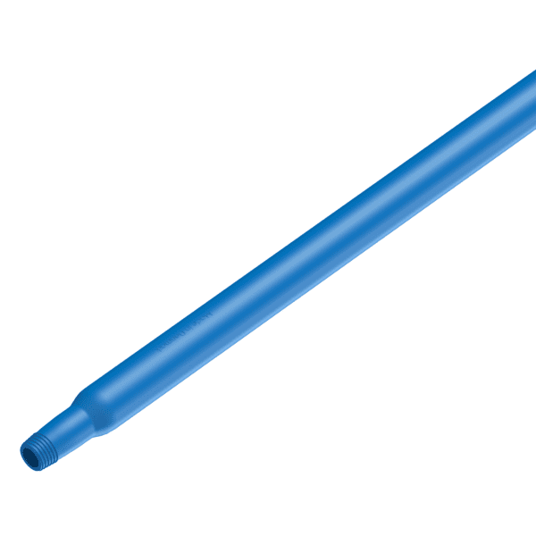 Blue plastic extension pole for cleaning.