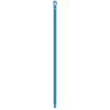 Blue plastic mop handle with a loop.