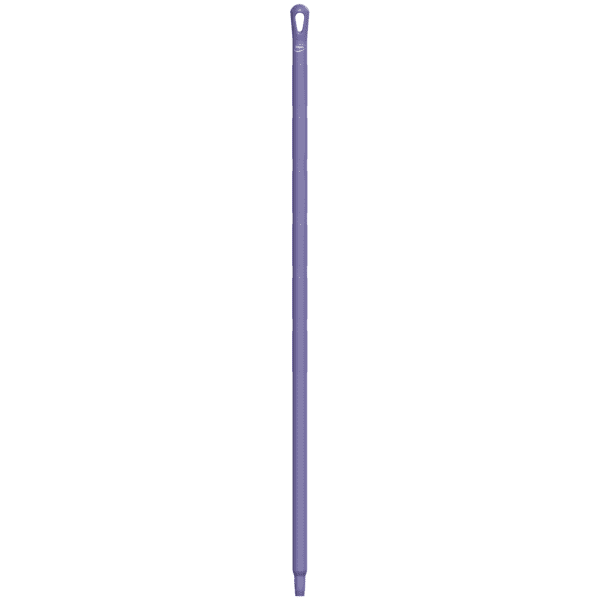 Purple mop handle with a loop.