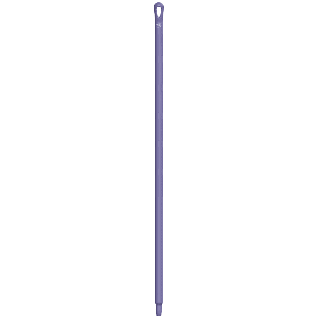 Purple mop handle with a loop.