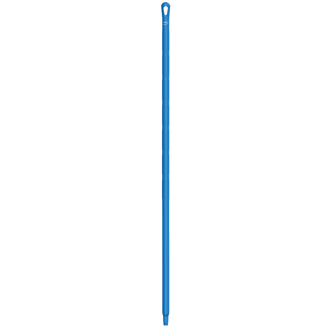 29623 Blue plastic mop handle with a loop.