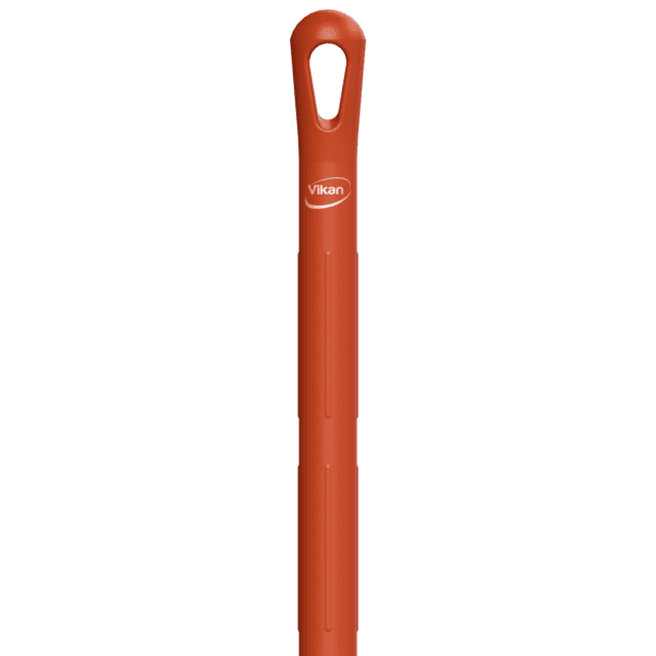 Orange Vikan handle with a hole.