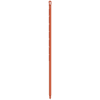 Orange plastic mop handle with loop.