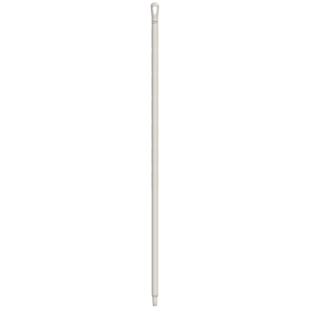 White mop handle with a loop top.