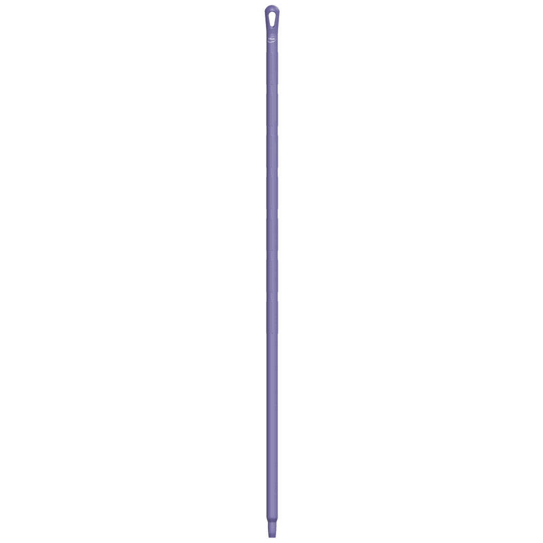 Purple mop handle with a loop.