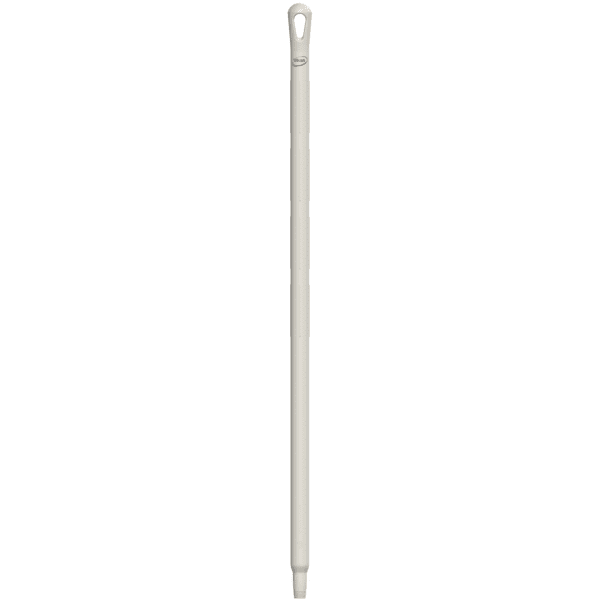 White plastic mop handle with grip.