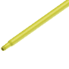 Yellow plastic pipe with threaded end.