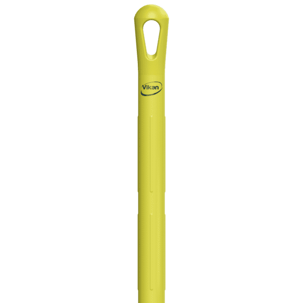 Yellow Vikan handle with a hole.