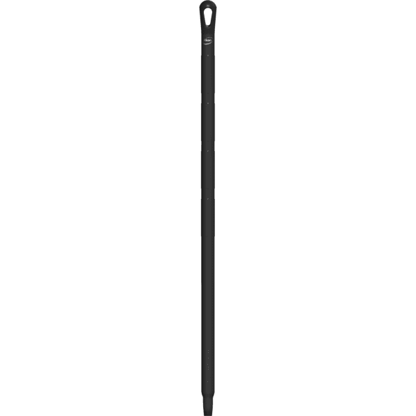 Black broom handle with a loop.