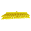 Yellow plastic broom with bristles