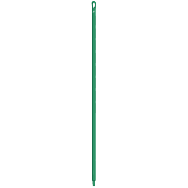 Green mop handle with loop top.