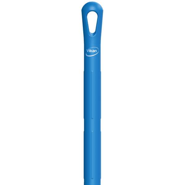 Blue Vikan mop handle with grip.