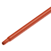 Red plastic pipe with a threaded end.