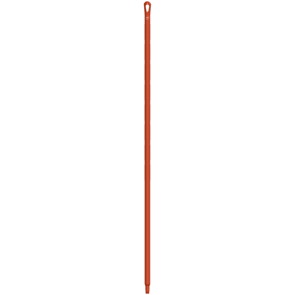 Orange mop handle with a loop.