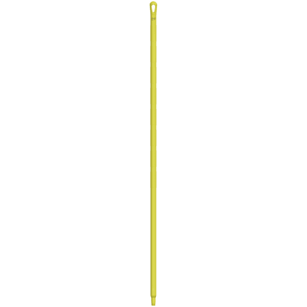 Yellow mop handle with a loop.