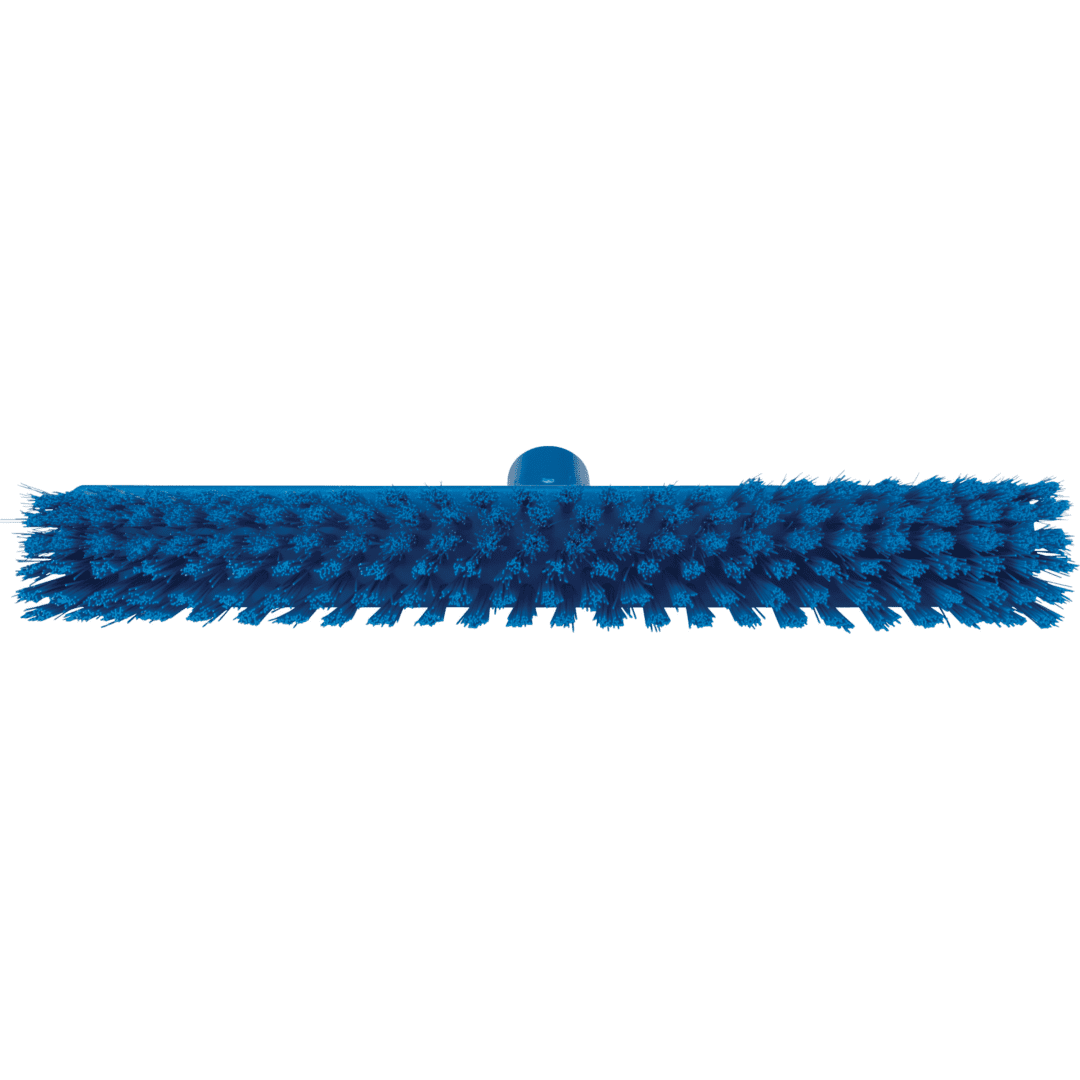 Blue plastic scrub brush with bristles.