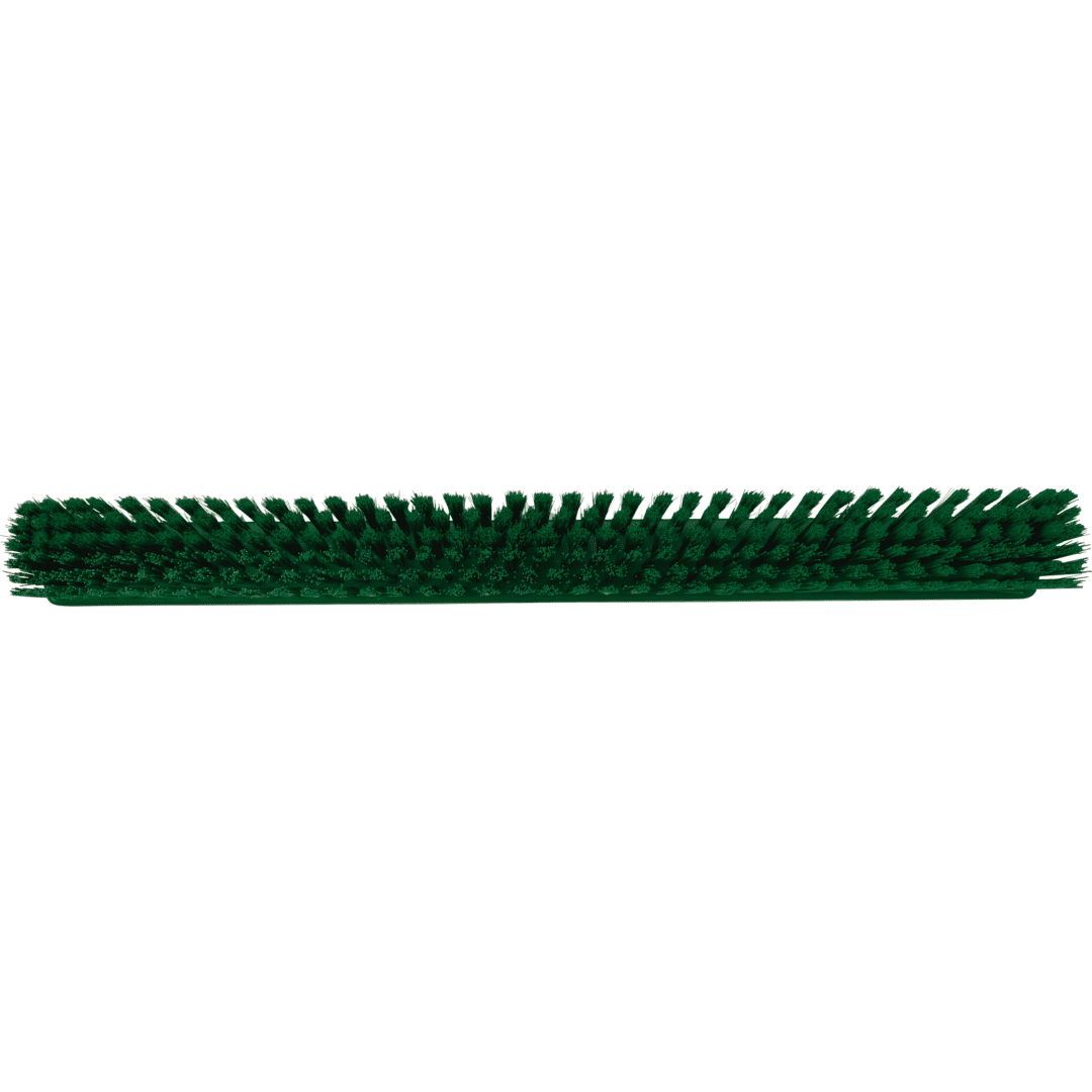 Green bristle brush for cleaning.