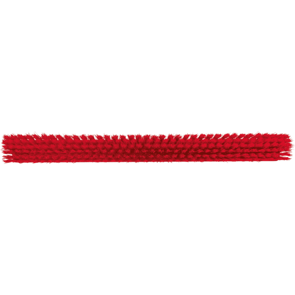 Red bristle broom brush head isolated.