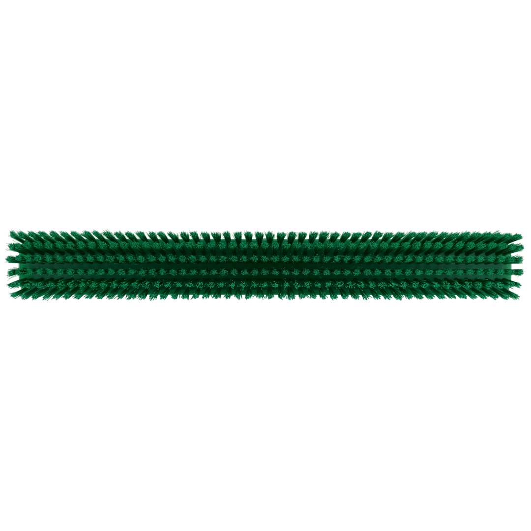 Green bristle brush for cleaning.