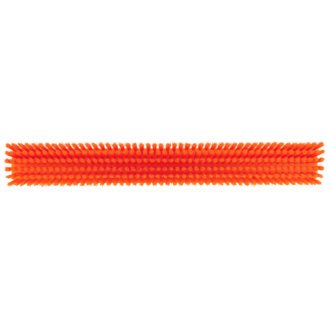 Orange bristle brush for cleaning.