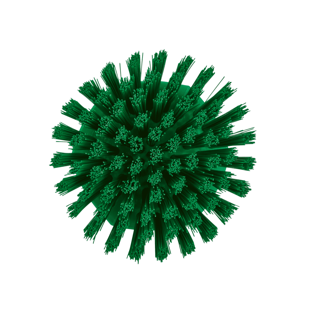 Green round cleaning brush bristles.