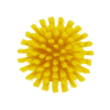 Yellow round cleaning brush with bristles.