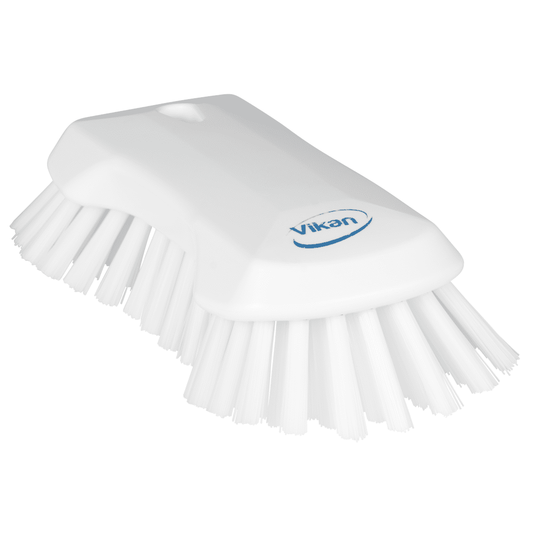 White cleaning brush with bristles.