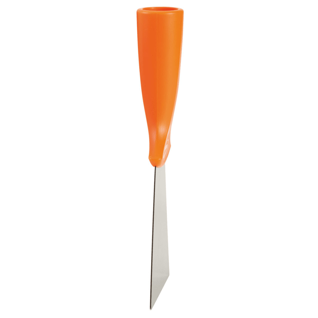 40117-2 Orange-handled gardening trowel with metal blade.