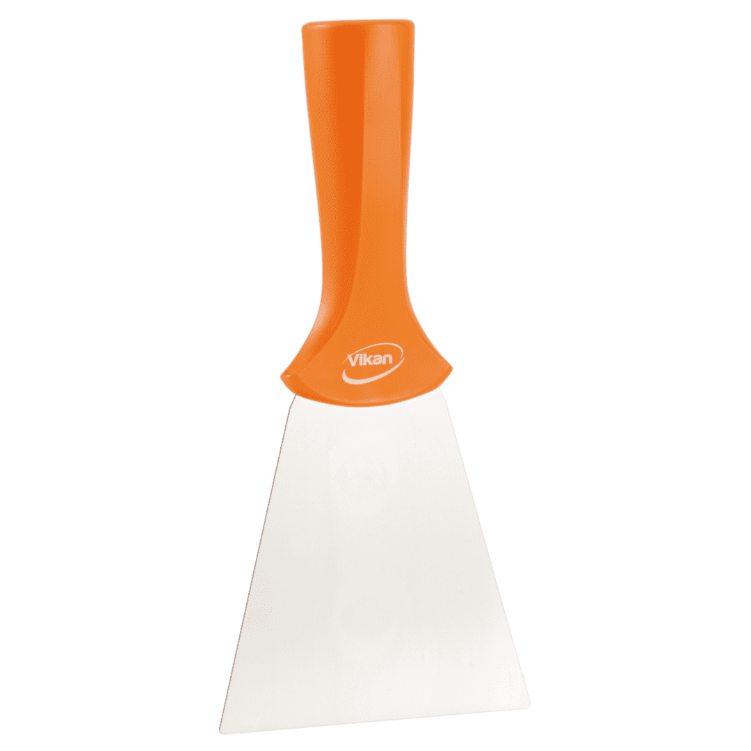 40117-3 Orange handled scraper with a transparent blade.