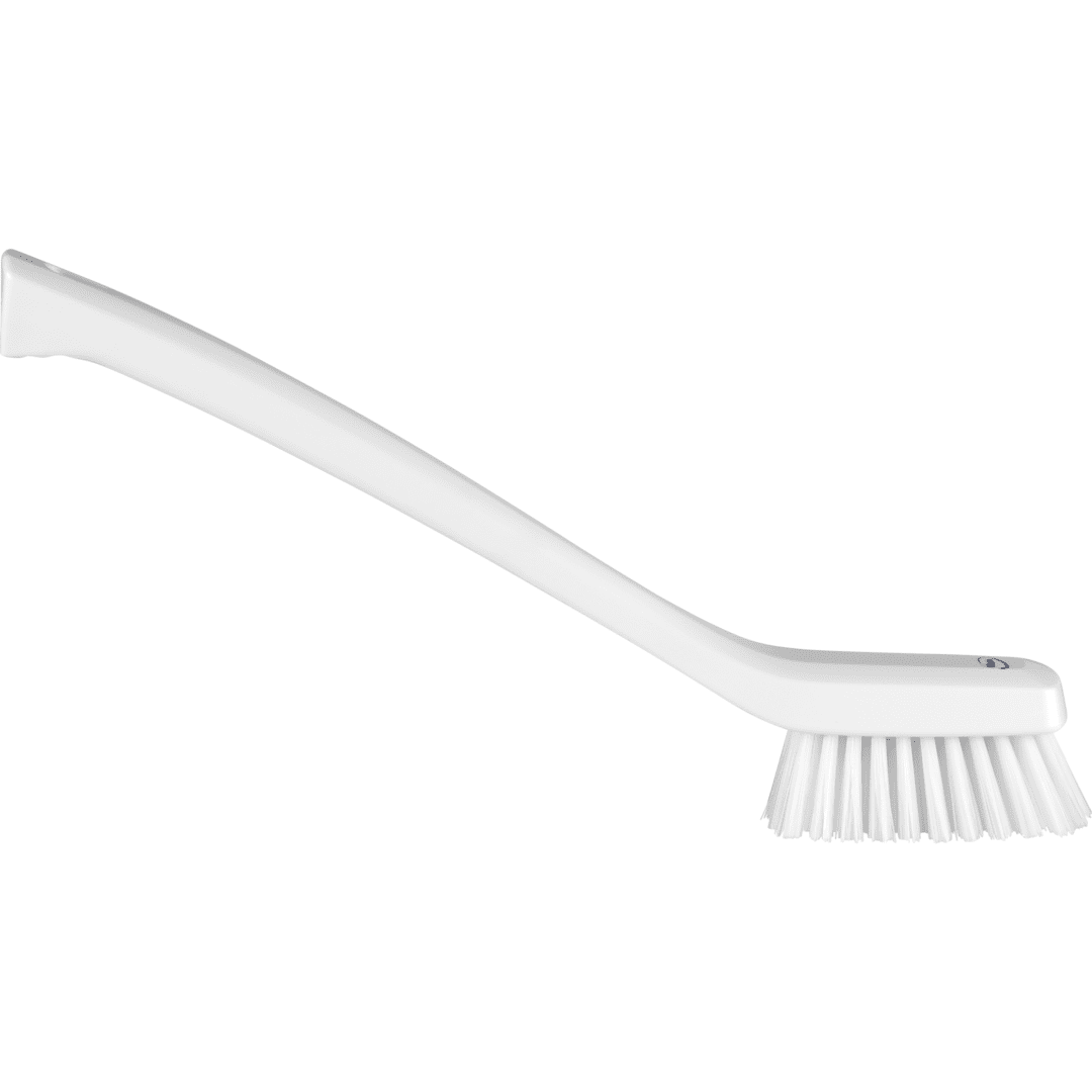 41855-1 White cleaning brush with long handle.