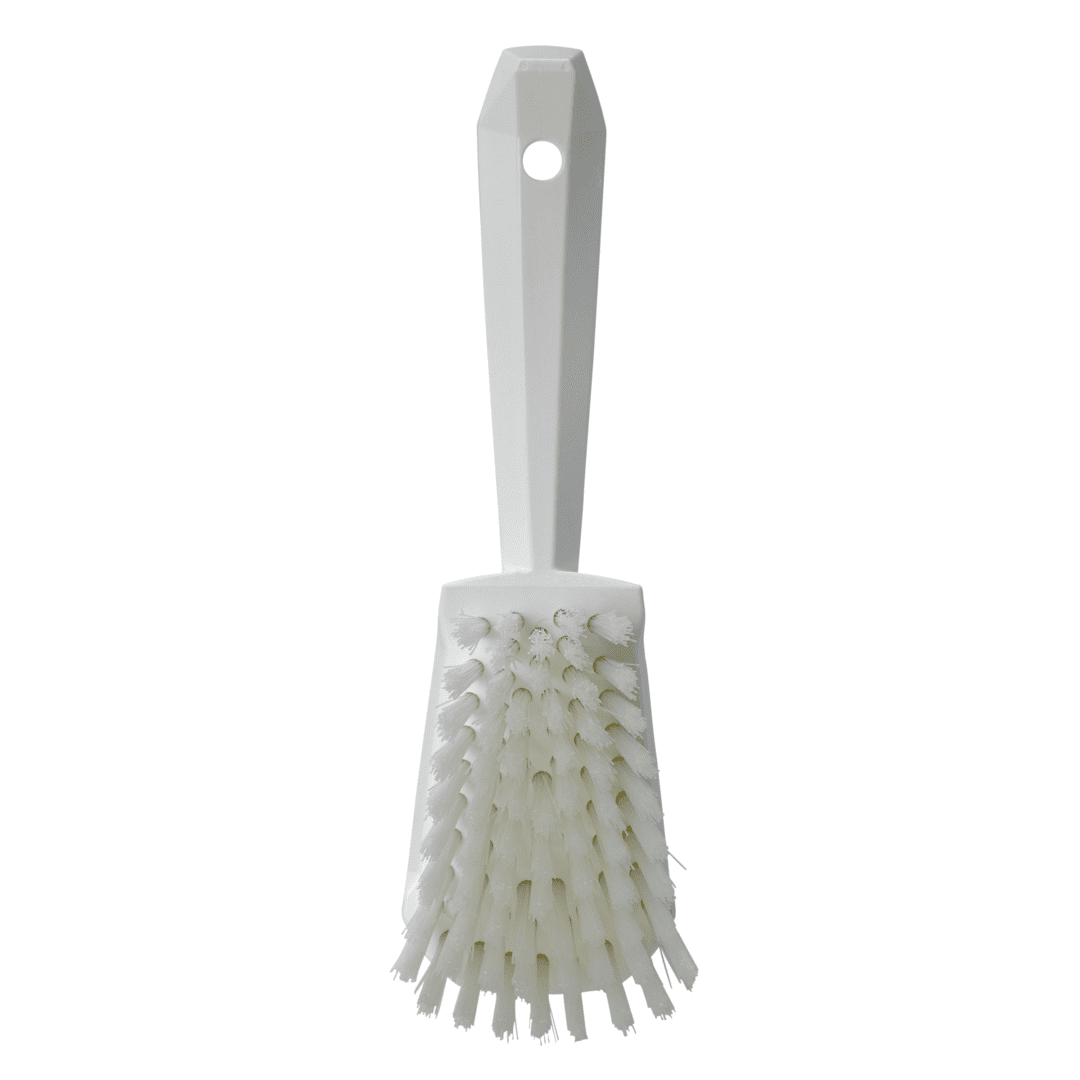 White cleaning brush with a textured head.